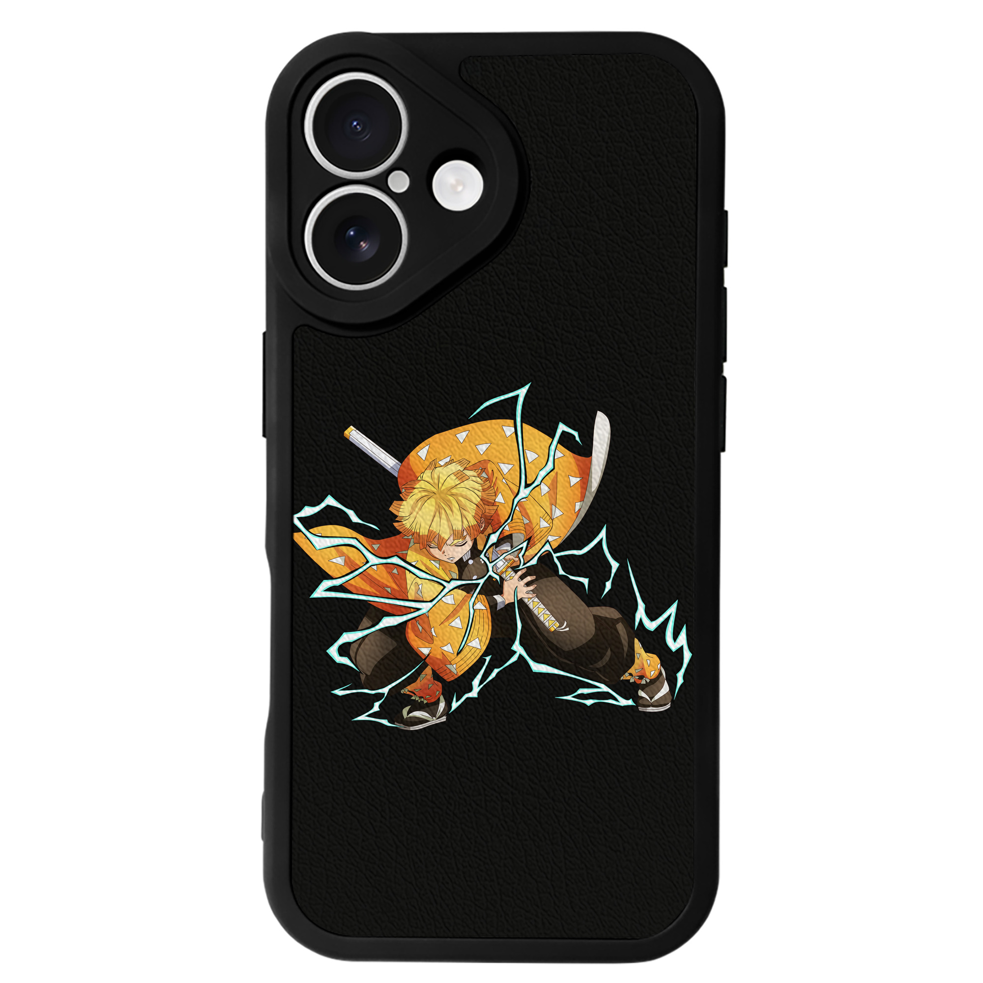 （画像用） 鬼滅の刃（きめつのやいば）我妻 善逸／あがつま ぜんいつ Agatsuma Zenitsu 【iPhone 16シリーズ対応】シリコンスマホケース（レザー調） 材質：シリコン